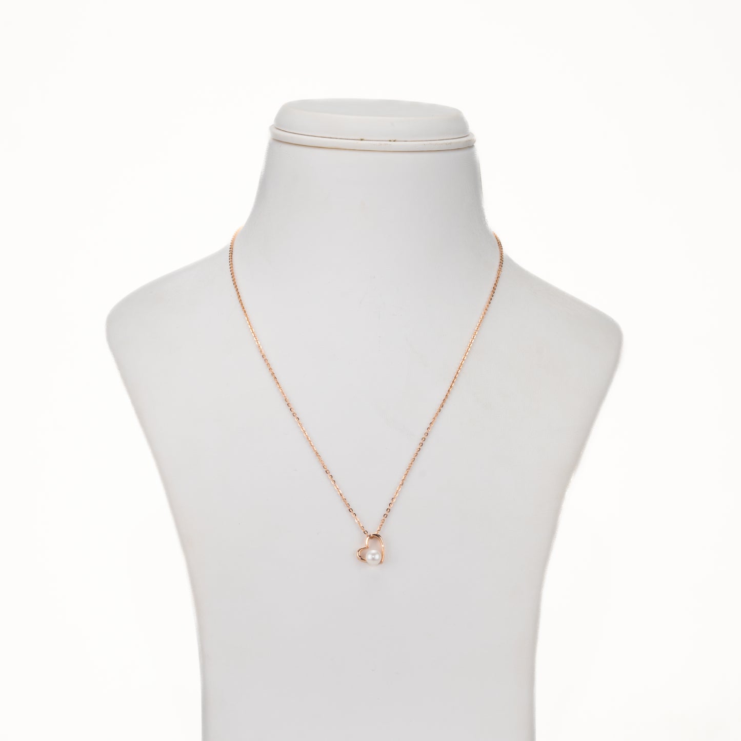 Heart-Shaped Rose Gold Silver Freshwater Pearl Necklace Set