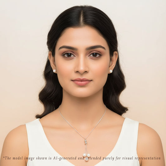 Lovely Silver Freshwater Pearl Neckacle Set