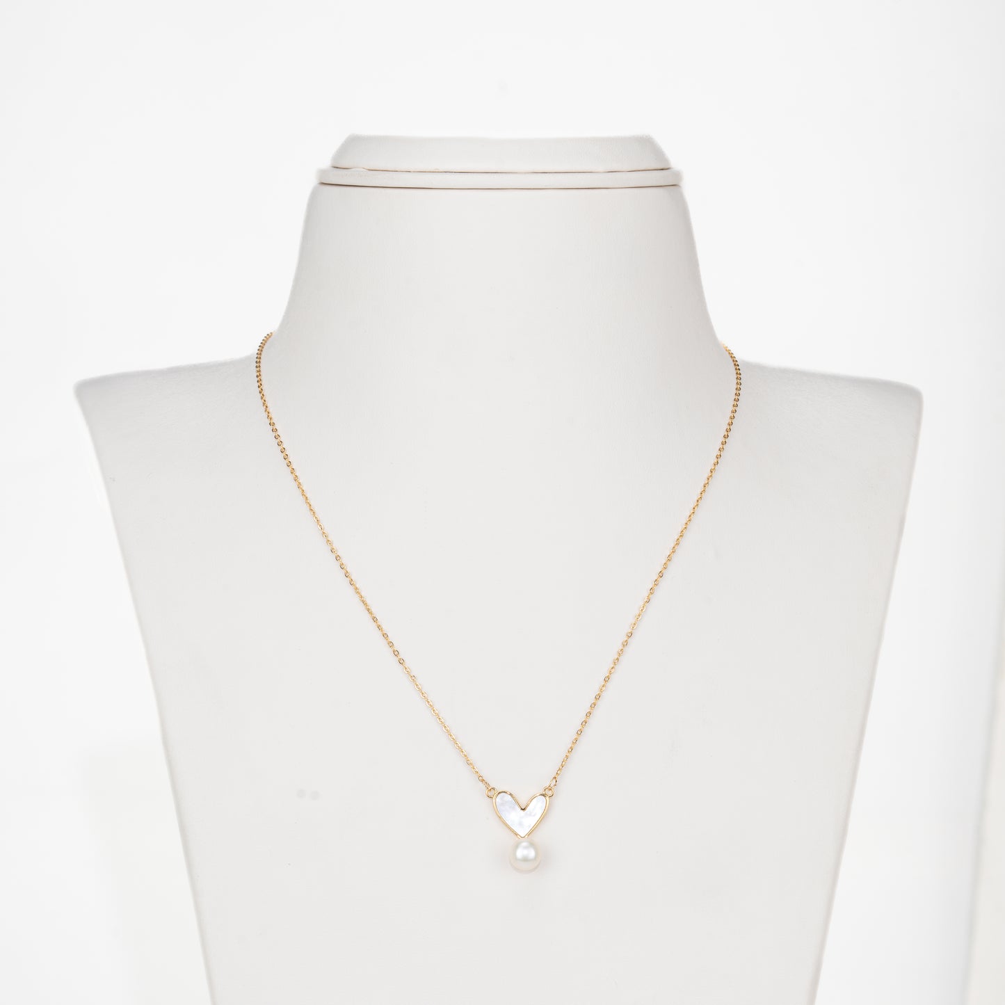 Elegant Heart White Drop Freshwater Pearl Necklace