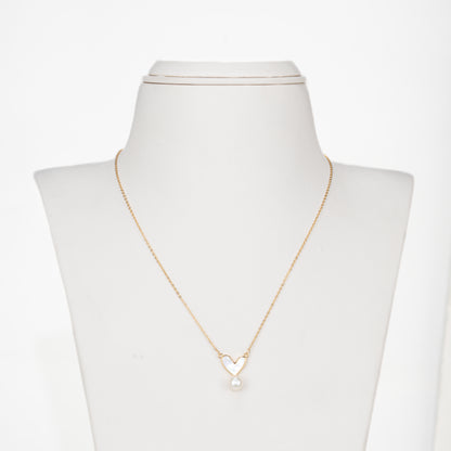 Elegant Heart White Drop Freshwater Pearl Necklace