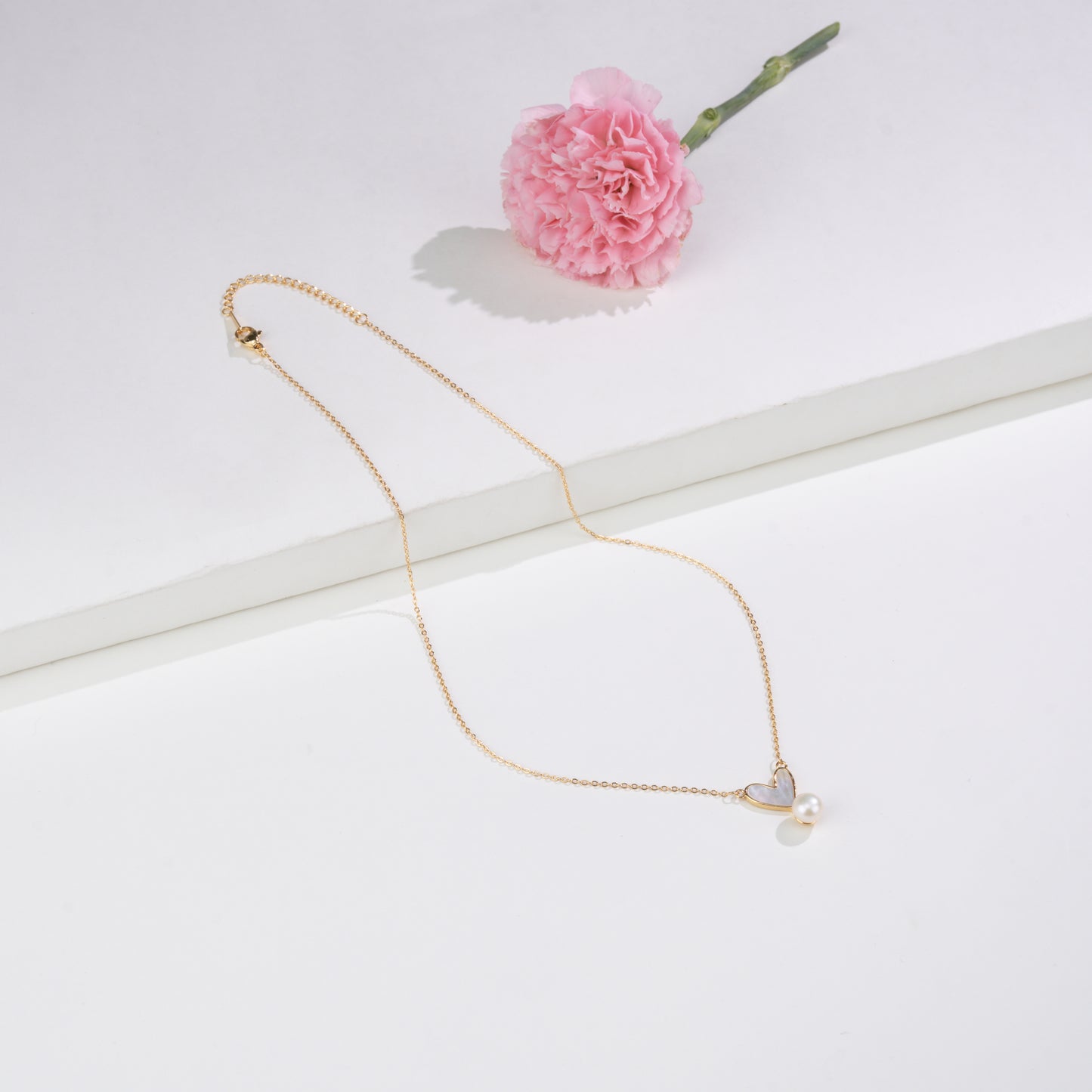 Elegant Heart White Drop Freshwater Pearl Necklace