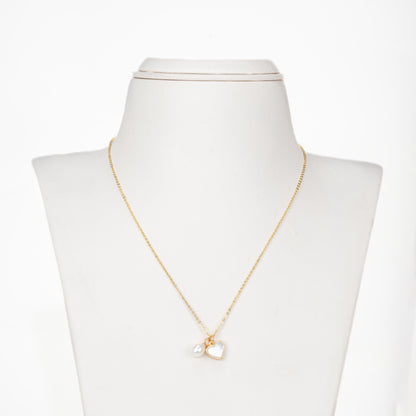 Golden Heart White Freshwater Pearl Necklace