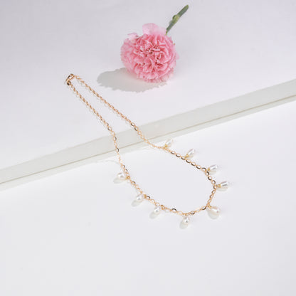 Elegant White Teardrop Freshwater Pearl Necklace