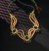Chic Golden Pearls Emerald Stone Choker
