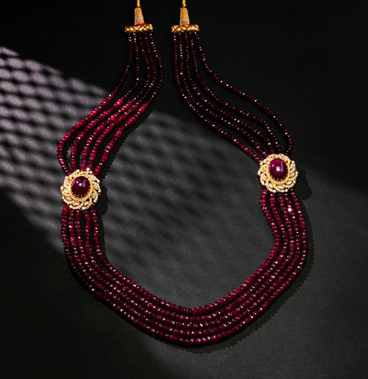 Classic Real Ruby Side Piece Necklace