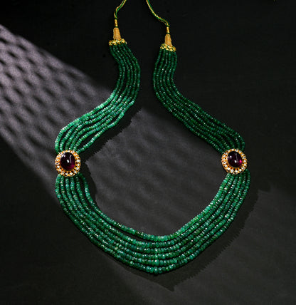 Exciting Gold Emerald Side Piece Necklace