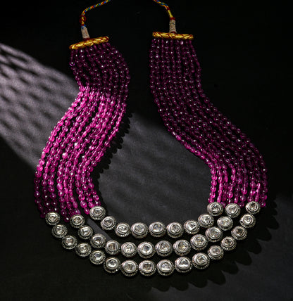 Exquisite Polki Ruby Side Piece Necklace