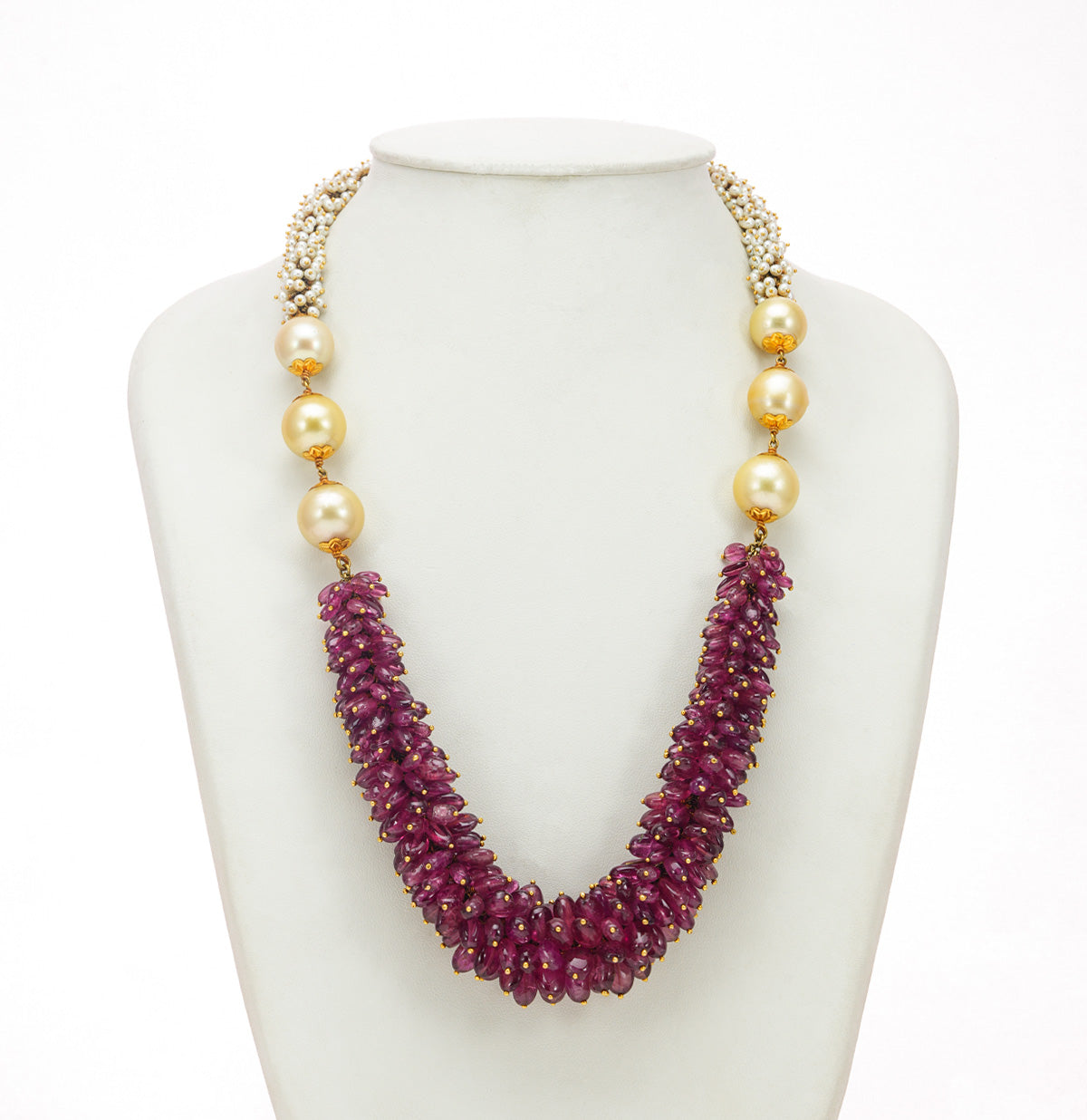 Exquisite Ruby Pearl Necklace