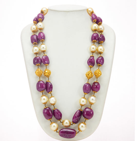 Sleek Ruby Pearl Taar Mala