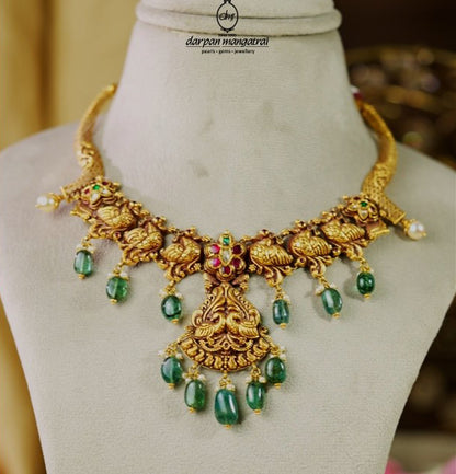 Genuine Gold Emerald Necklace Set