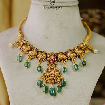 Genuine Gold Emerald Necklace Set