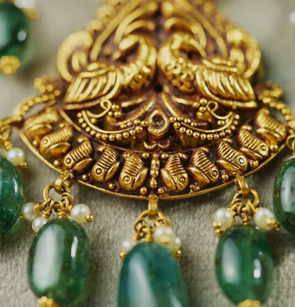 Genuine Gold Emerald Necklace Set