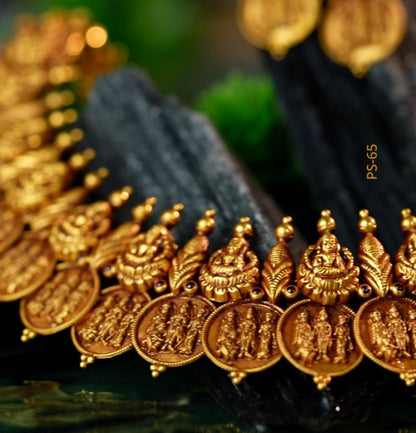 Decorative Lord laxmi Ji kasu Necklace Set