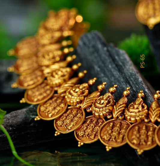 Decorative Lord laxmi Ji kasu Necklace Set