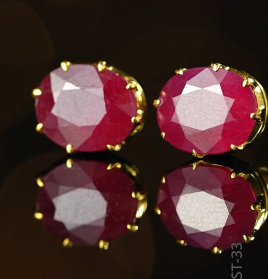 Bold Ruby Gold Earring