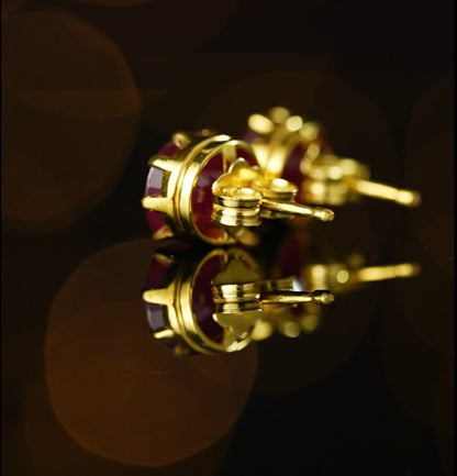 Bold Ruby Gold Earring