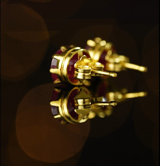 Bold Ruby Gold Earring