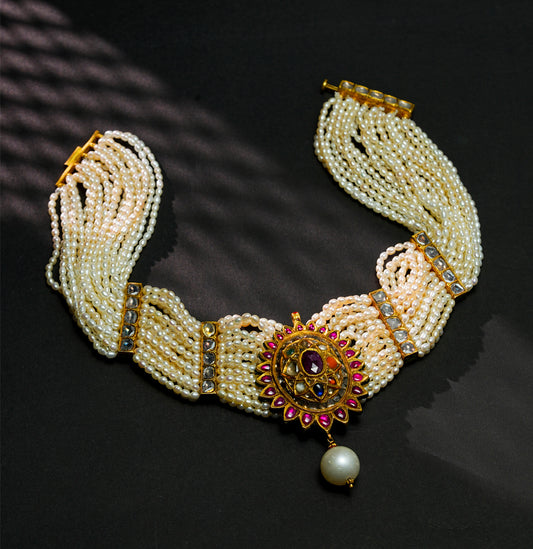 Modern Kundan Polki Navaratna Stone Choker