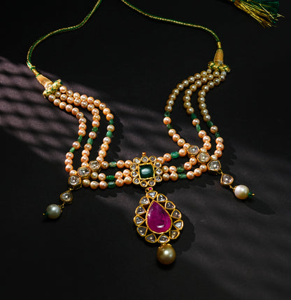 Customized Polki Golden Pearl Kundan Choker