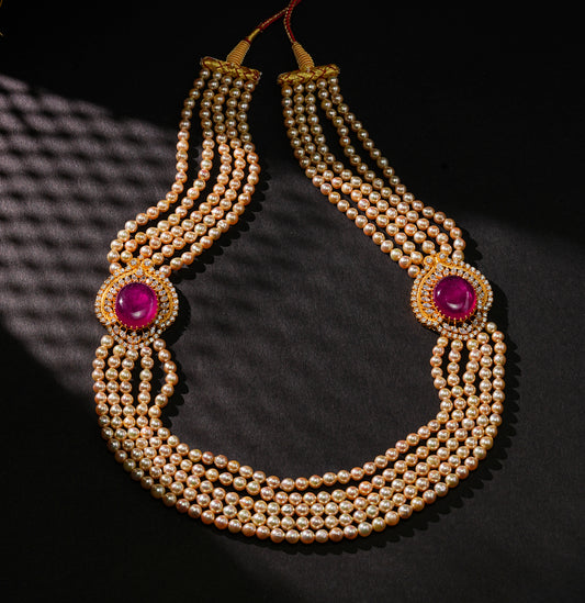 Distinctive Pearl Stone Side Piece Necklace