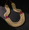 Versatile Ruby Pearl Side Piece Necklace