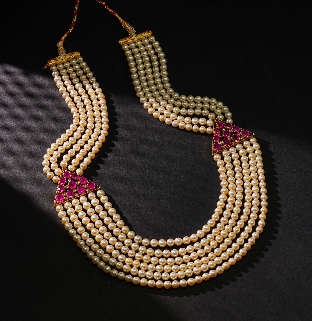 Versatile Ruby Pearl Side Piece Necklace