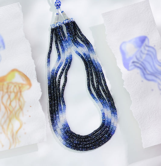 Natural Blue Sapphire Shaded Mala