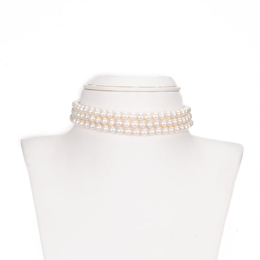 Classic White Near Round Freshwater Pearl Choker