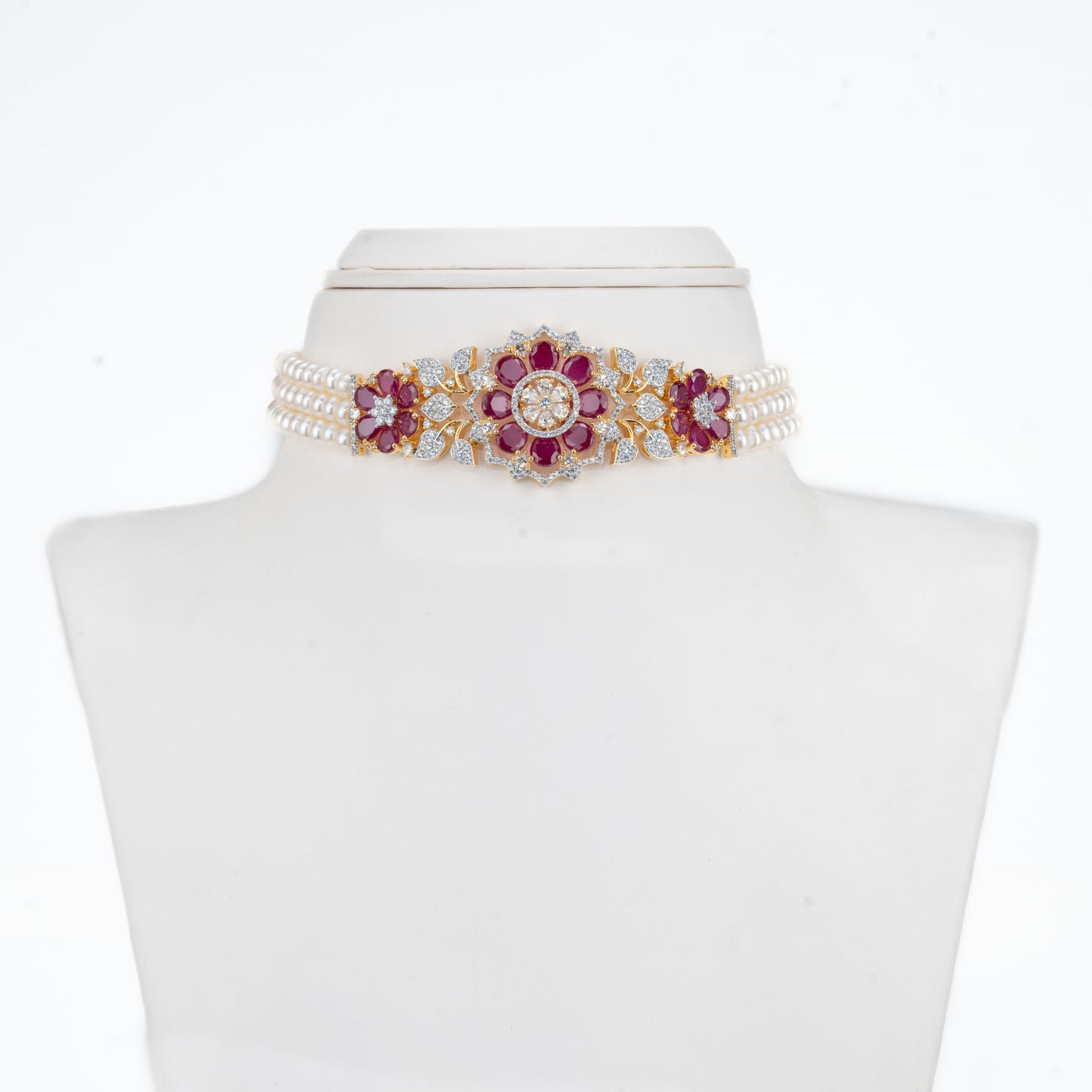 Exotic Red Stone Freshwater  Pearl Choker Set