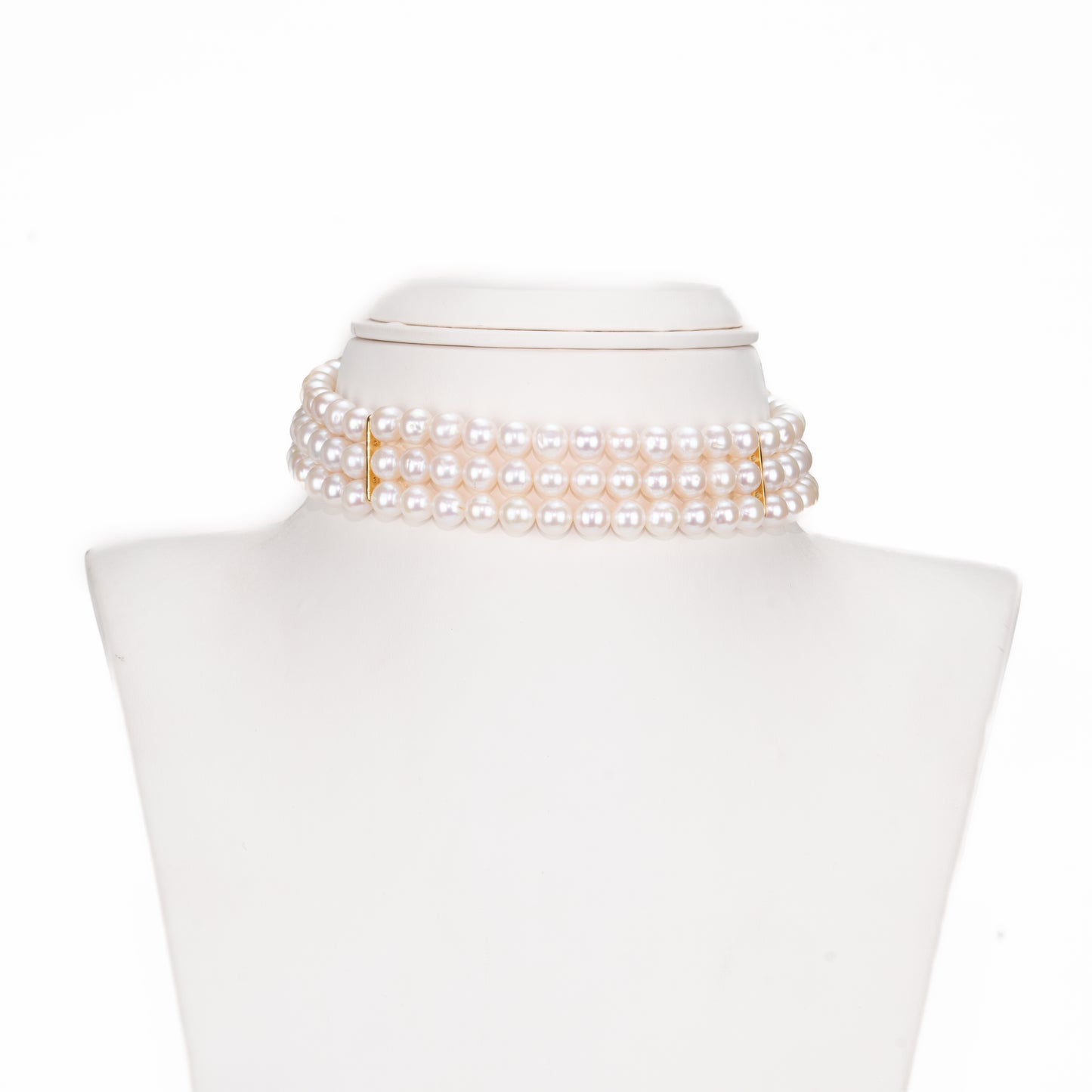 Elegant White Near Round Freshwater Pearl Choker Set