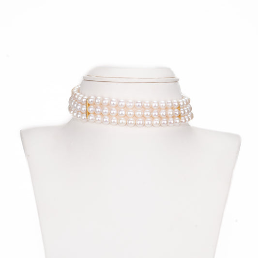 Elegant White Near Round Freshwater Pearl Choker Set