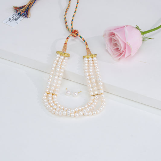 Elegant White Near Round Freshwater Pearl Choker Set