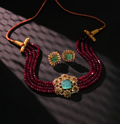 Intricate Ruby Gold Choker