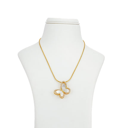 Subtle Butterfly Pearl Necklace Set