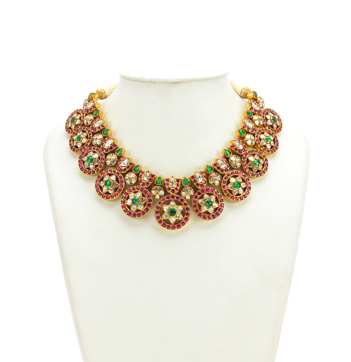 Sparkling Kundan Emerald Necklace Set