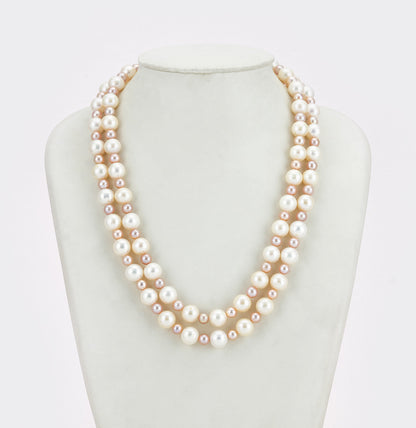 9.0-10.0mm Multicolor Near Round Freshwater Pearl Necklace Set - AA Quality