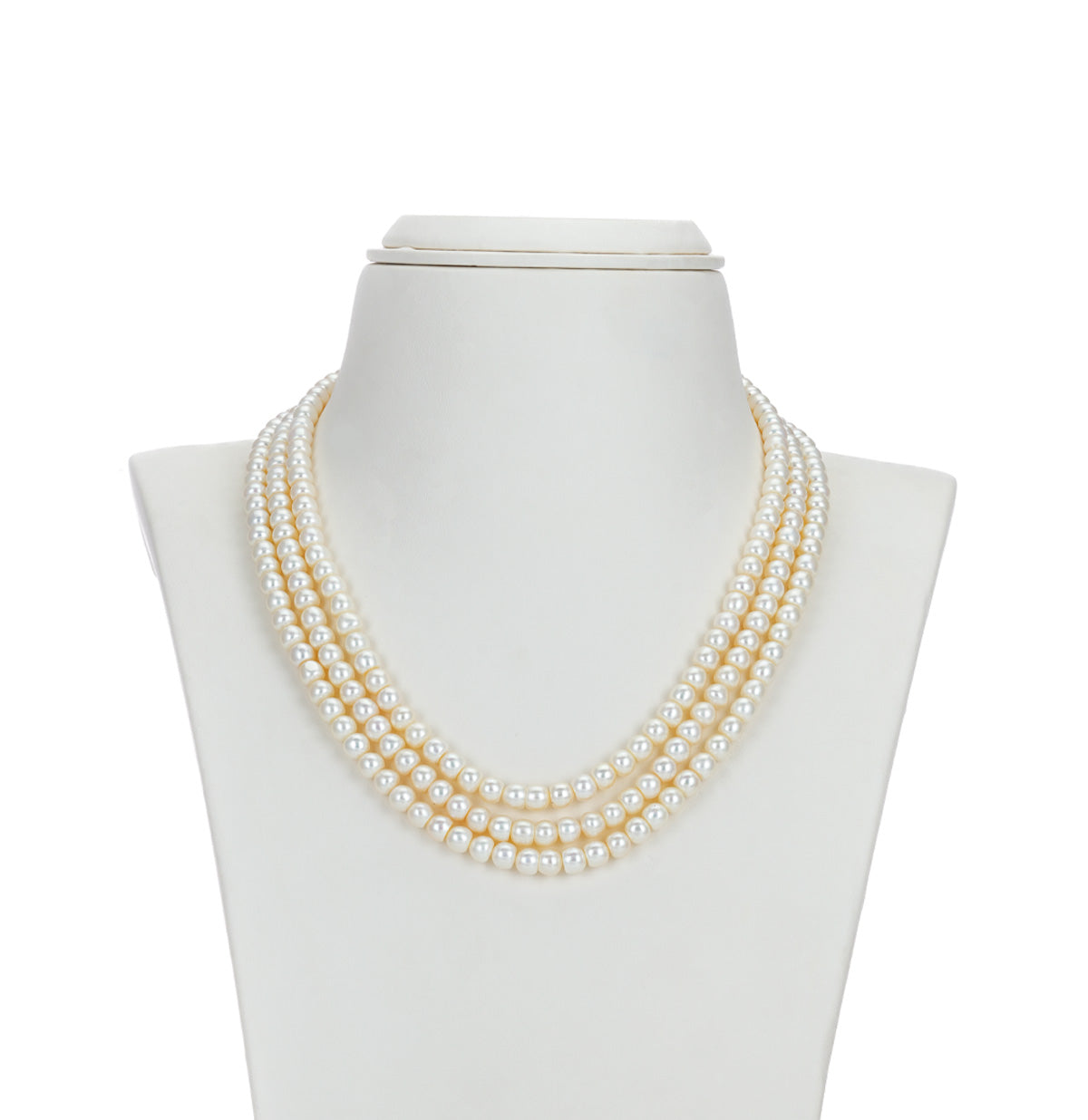 5.0-6.0mm White Button Freshwater Pearl Necklace Set - AA