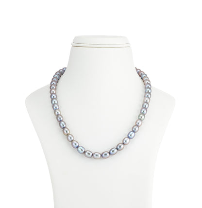 9.0-10-0mm Grey Drop Freshwater Pearl Necklace Set - AA Quality