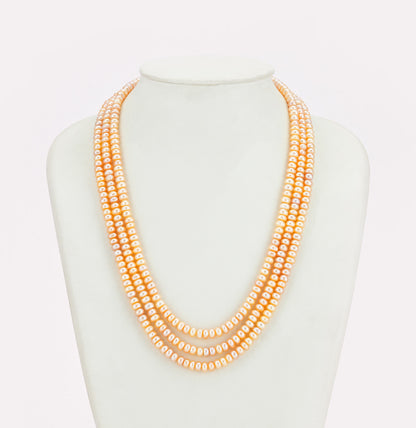 3.0-4.0mm Pink Button Freshwater Pearl Necklace Set - AA Quality