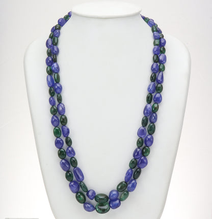 Natural Emerald Tanzanite Beads Necklace