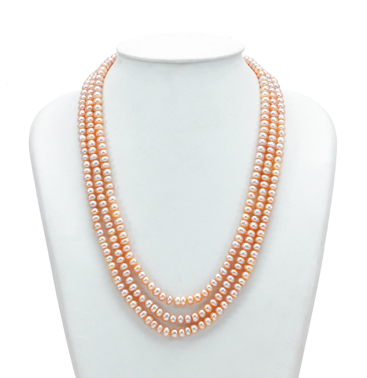 4.0-5.0mm Pink Button Freshwater Pearl Necklace Set - A Quality