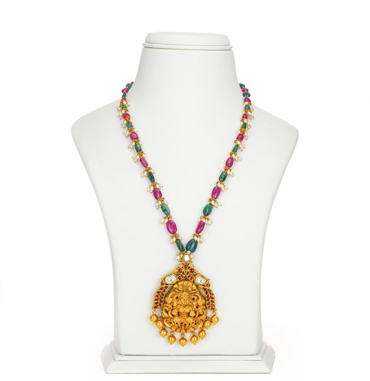 Artistic Ruby Emerald And Pearl Gold Locket