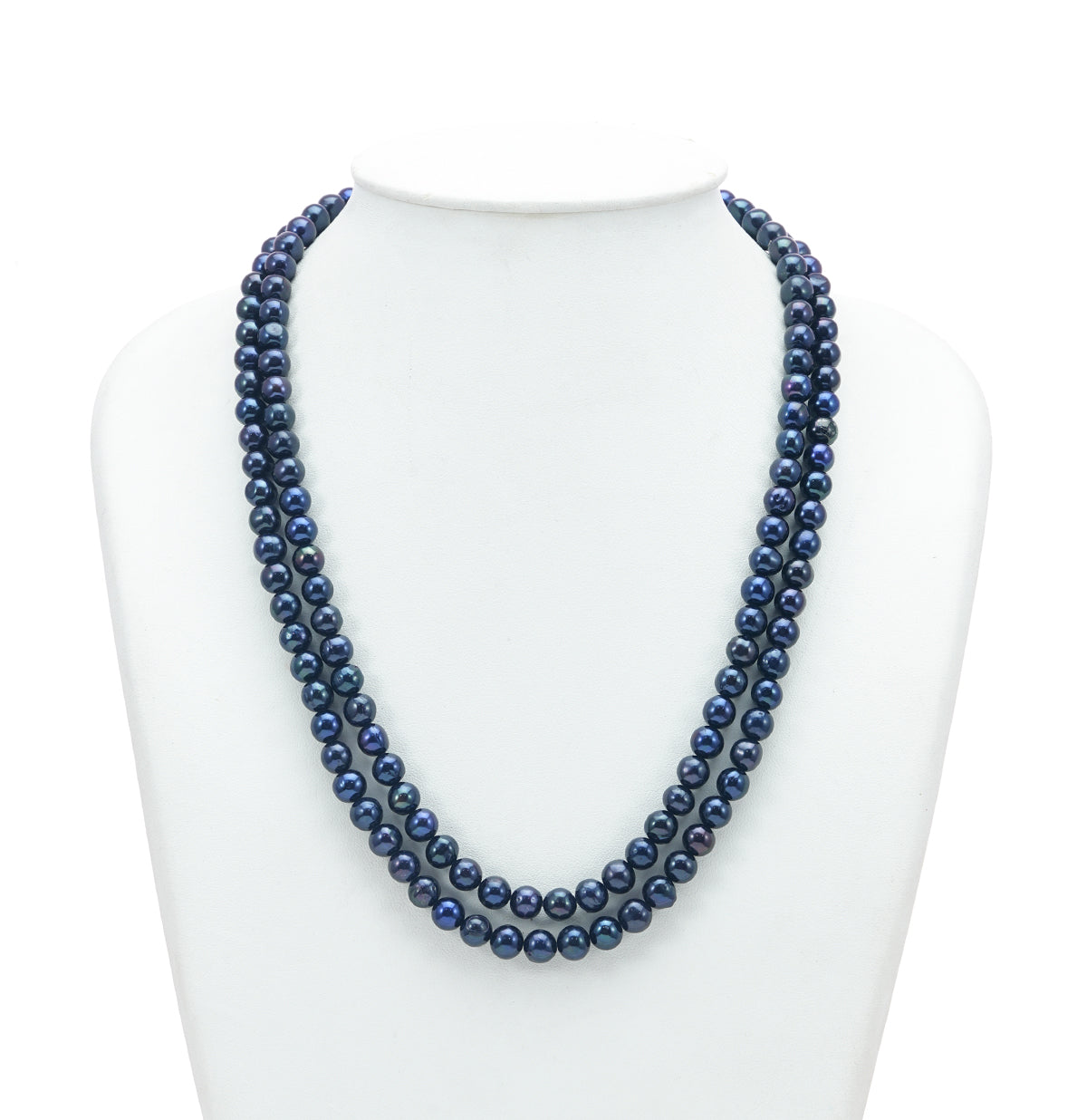 6.0-7.0mm Black Near Round Freshwater Pearl Necklace Set - A Quality