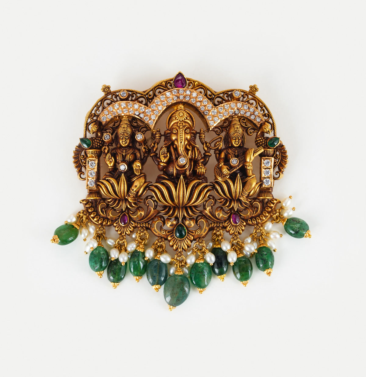 Blessed lord Ganesh Laxmi Saraswathi Gold Locket