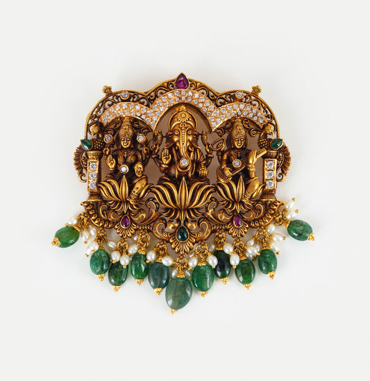 Blessed lord Ganesh Laxmi Saraswathi Gold Locket