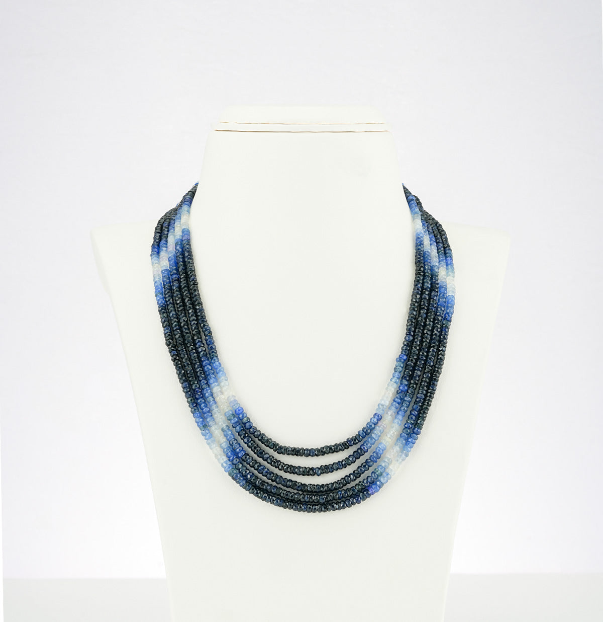 Natural Blue Sapphire Shaded Mala