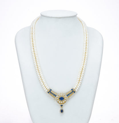 Delicate Blue Stone Freshwater Pearl Necklace Set