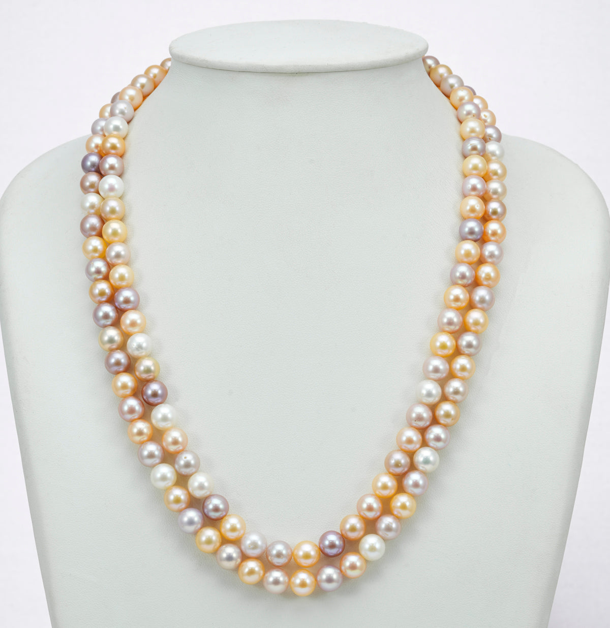 7.0-8.0mm Multicolor Round Freshwater Pearl Necklace Set - AA Quality