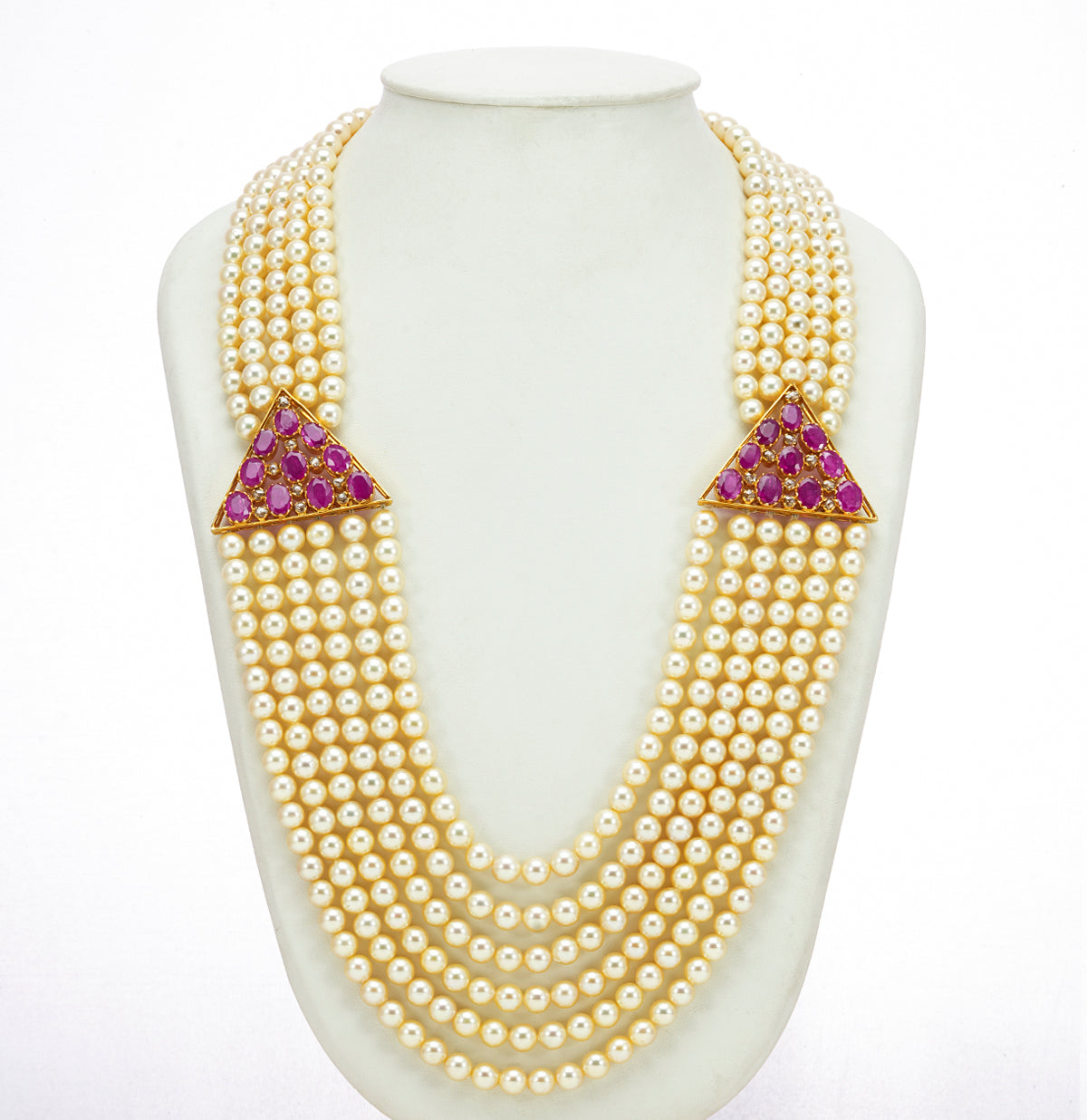 Versatile Ruby Pearl Side Piece Necklace