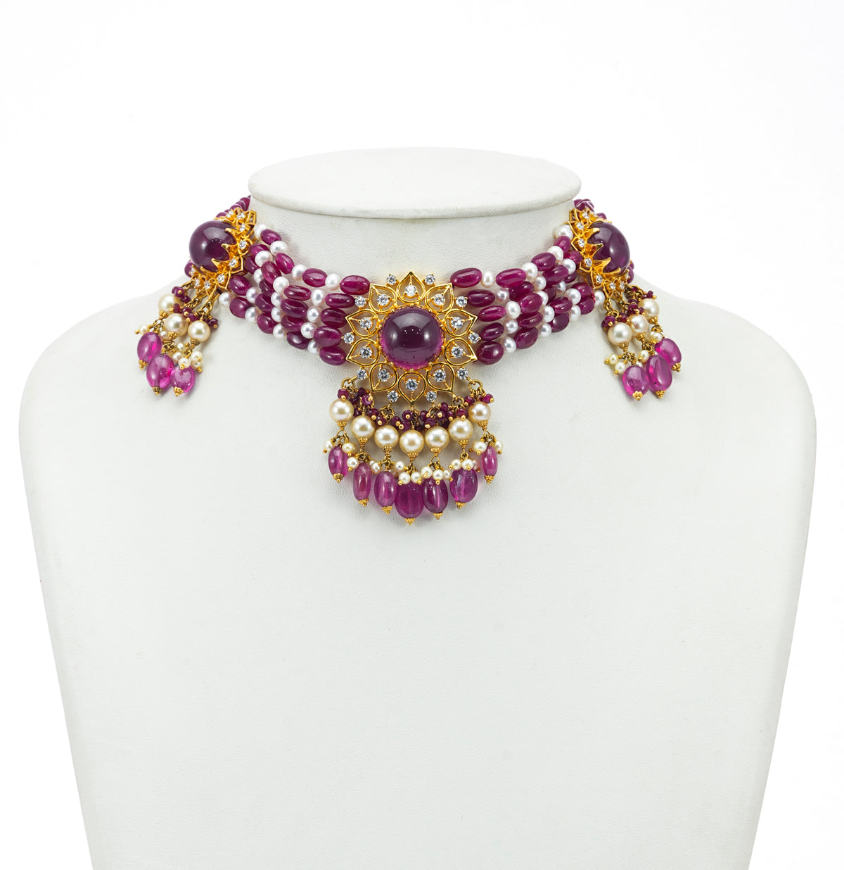 Eclectic Ruby Pearl Choker